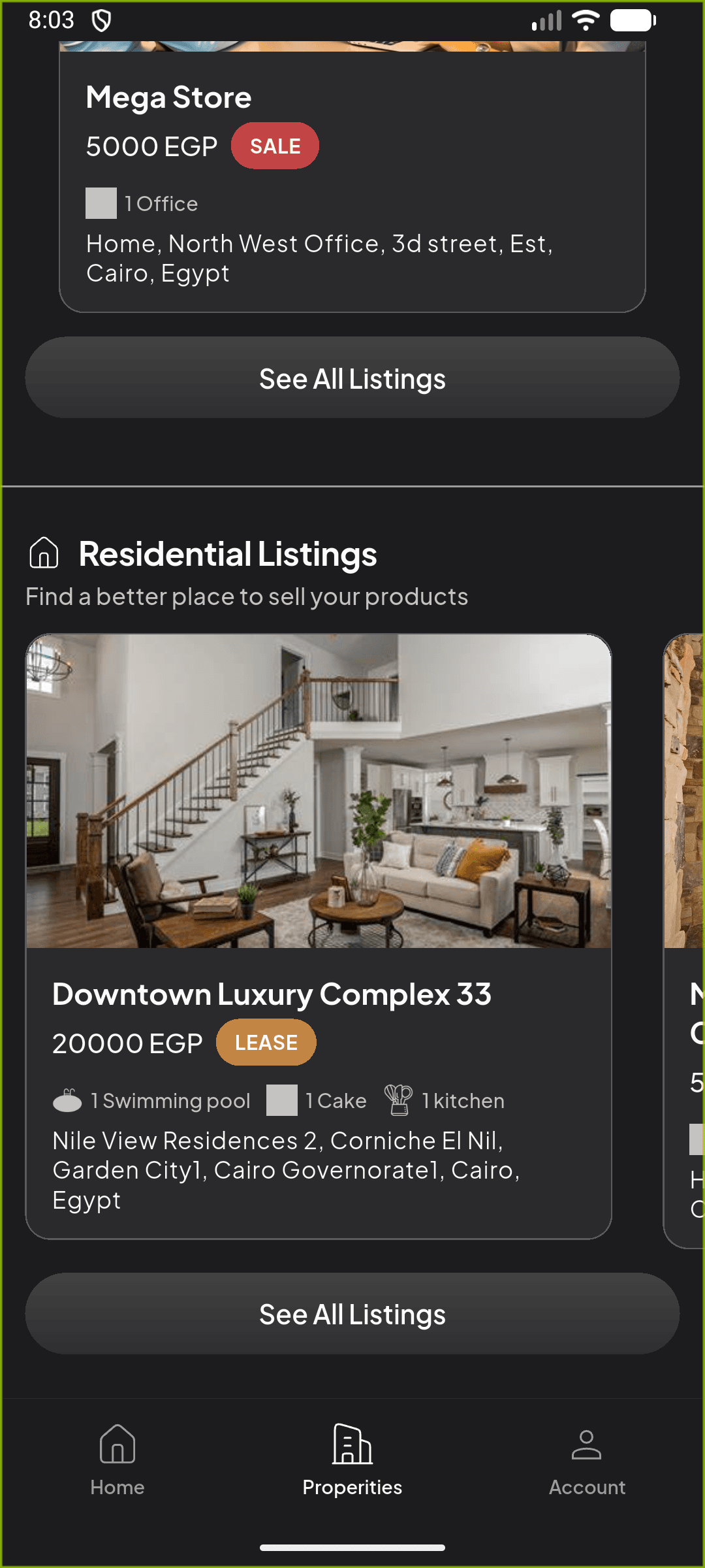 Store and Residential Listings